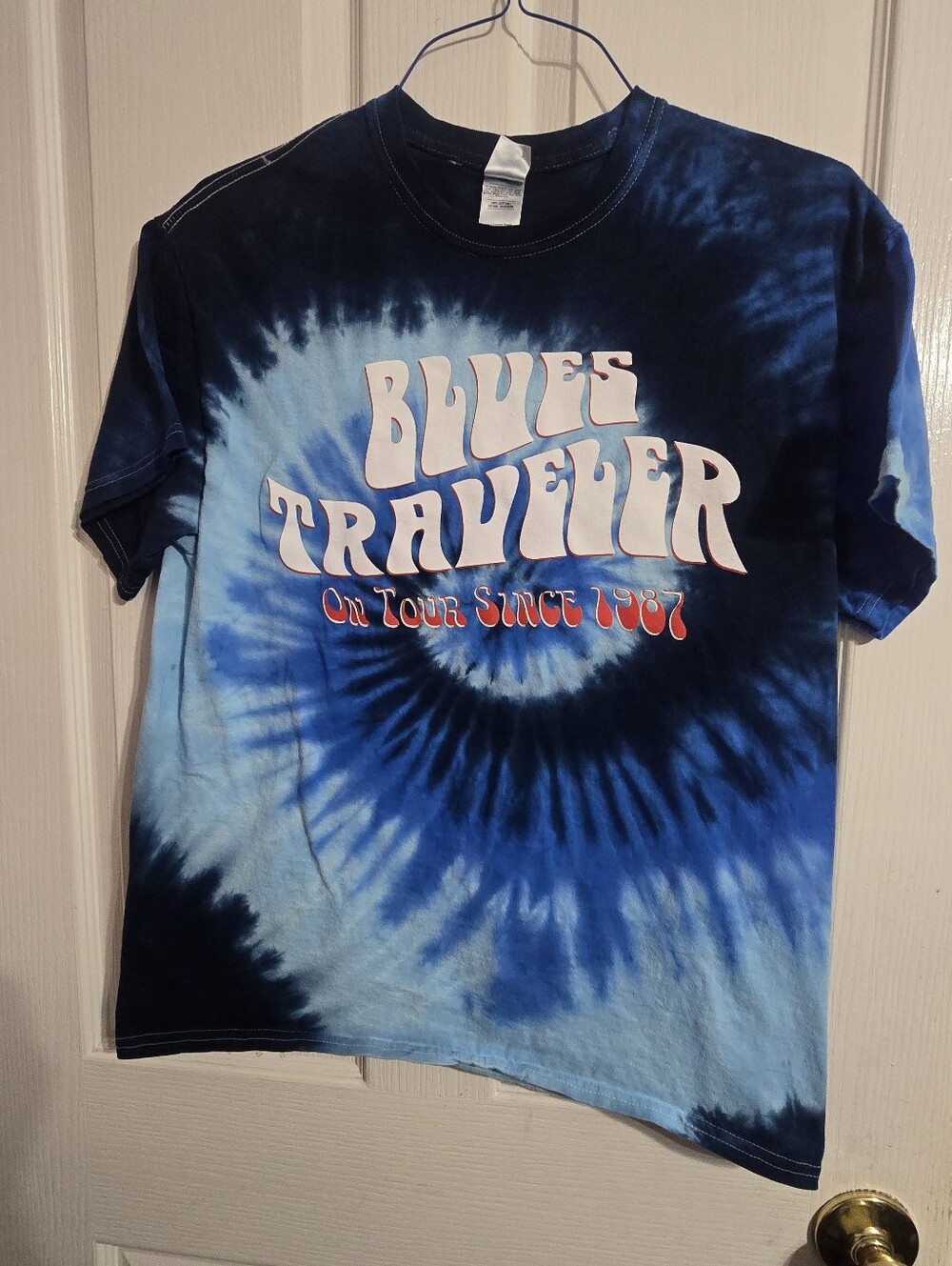 Blue Tie-Dye 'Blues Traveler' Men Graphic Tee Size Large